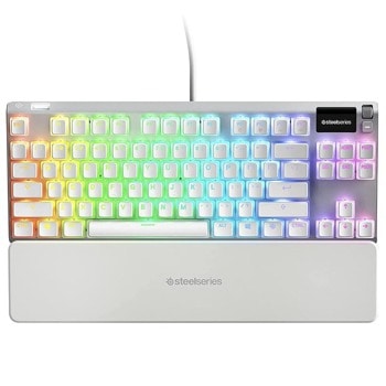 Клавиатура Steelseries Apex 7 Ghost TKL Red Switch, механична, RGB подсветка, мултимедийни бутони, USB, бяла | JAR Computers Steelseries Apex 7 Ghost TKL Red Switch