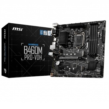 Дънна платка MSI B460M PRO-VDH, B460, LGA1200, DDR4, 1x PCI-E 3.0, (HDMI&DVI&VGA), 4xSATA 6Gb/s, 2x M.2, 6x USB 3.2 Gen1, MATX | JAR Computers MSI B460M PRO-VDH 911-7C83-040