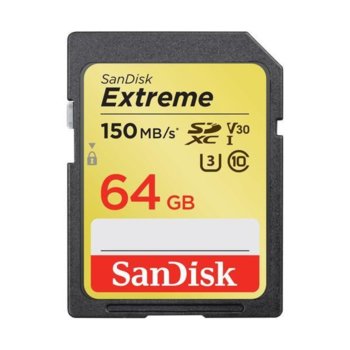 SanDisk Extreme SDXC, 64GB, UHS-I, Class 10