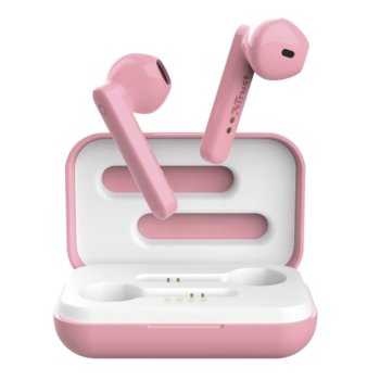 Слушалки Trust Primo Touch Bluetooth, микрофон, Bluetooth, до 4ч. издръжливост на батерията, с кутия за зареждане, розови | JAR Computers TRUST Primo Touch Bluetooth Earphones Pink 23782