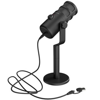 Микрофон Genesis Radium 350D, динамичен, кардиоиден, 16Hz-14kHz, 24-bit/192kHz запис, USB, черен | JAR Computers Genesis Radium 350D NGM-2168