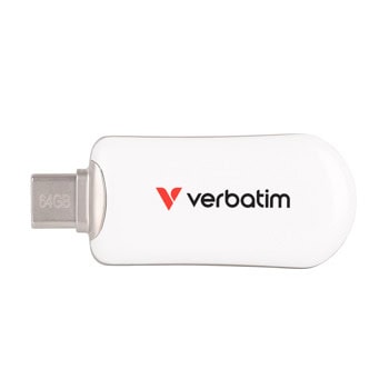 Памет 64GB USB Flash Drive, Verbatim Plectra, USB 3.2 Gen 1 Type-C, бяла | JAR Computers Verbatim Plectra USB-C Flash Drive White 64GB