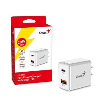 Зарядно Genius PD-20AC 20W бяло