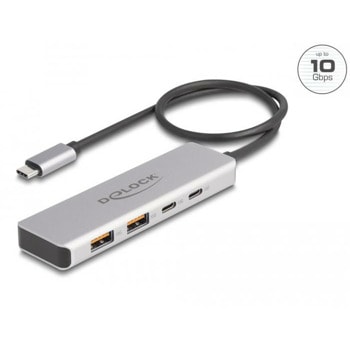 USB хъб Delock 64230, 4 порта, от USB Type-C към 2x USB 3.2 Type-A, 2x USB 3.2 Type-C | JAR Computers Delock 64230