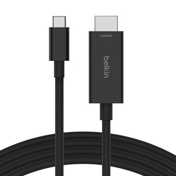 Кабел Belkin AVC012bt2MBK, от USB-C(м) към HDMI(м), 2m, черен | JAR Computers Кабел Belkin USB-C към HDMI