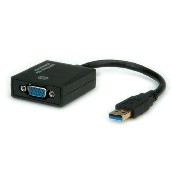 Адаптер Roline 12.99.1037, USB3.0(м) към VGA(ж), черен | JAR Computers Roline 12.99.1037 USB3.0(м) to VGA(ж)