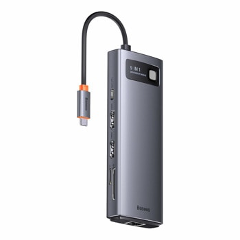 Докинг станция Baseus WKWG060013, от USB C към 1x USB C(PD), 3x USB A, 2x HDMI, 1x RJ45, 1x SD/MicroSD четец, сив | JAR Computers Baseus WKWG060013