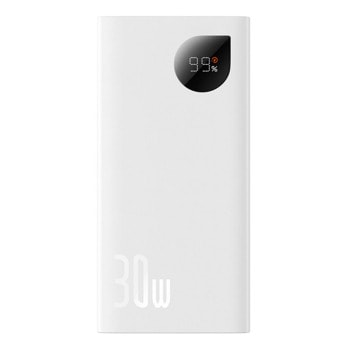 Външна батерия/power bank/ Baseus Adaman 2 (PPAD040002), 10000mAh, 30W, 1x USB-C, 2x USB-A, бяла | JAR Computers Baseus Adaman 2 PPAD040002