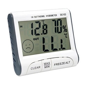 Електронна метеостанция DC103, цифров дисплей, влагомер, термометър, бяла | JAR Computers Термометър + Влагометър DC103