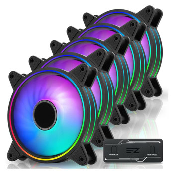 Вентилатори 120mm, EZDIY-FAB Moonlight PWM, RGB, 4-pin, 1600rpm, 5бр.,черни, | JAR Computers Вентилатори 120mm EZDIY-FAB Moonlight PWM