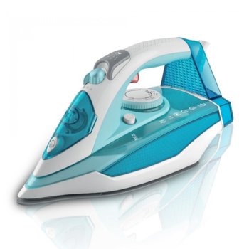 Парна ютия Zephyr ZP 1050 DC, 0.3 л резервоар, керамично покритие, анти-капкова система, функция против котлен камък, самопочистване, 2800W бял/син | JAR Computers Zephyr ZP 1050 DC