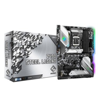 Дънна платка Asrock Z490 Steel Legend, Z490, LGA1200, DDR4, PCI-E 3.0, (DP&HDMI)(CFX), 6x SATA 6Gb/s, 1x Ultra M.2 Socket (22110), 1 x USB 3.2 Type C, 7x USB 3.2, ATX | JAR Computers Asrock Z490 Steel Legend