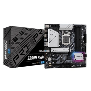 Дънна платка ASRock Z590M Pro4, Z590, LGA1200, DDR4, PCI-E 4.0 (DP/HDMI)(CFX), 4x SATA 6Gb/s, 2x M.2, 2x USB 3.2 Gen 2, Micro ATX | JAR Computers ASRock Z590M Pro4
