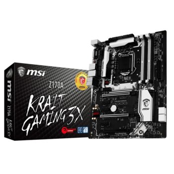 Дънна платка MSI Z170A KRAIT GAMING 3X, Z170, LGA1151, DDR4, PCI-E(DVI&HDMI)(SLI&CF), 6x SATA 6Gb/s, 1x SATA Express, 1x M.2 Slot, 4x USB 3.1, ATX | JAR Computers MSI Z170A KRAIT GAMING 3X