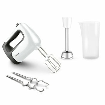 Миксер Tefal HT462138, турбо, 5 скорости, накрайник за пасатор, бъркалки за тесто, бял | JAR Computers Tefal HT462138