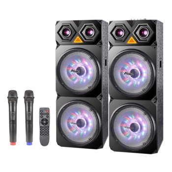 Караоке колона Zephyr ZP 9999 2C10, 80Wx2, Bluetooth, MP3, 2 бр. безжични микрофона, черна | JAR Computers Zephyr ZP 9999 2C10
