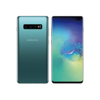 Смартфон Samsung Galaxy S10+ (зелен) с подарък външна батерия Samsung (10000mAh), поддържа 2 sim карти, 6.4" (16.256 cm) Dynamic AMOLED дисплей, осемядрен Exynos 9820 2.7GHz, 8GB RAM, 128GB Flash (+ microSD), 12.0 + 16.0 + 12.0 & 10.0 + 8.0 Mpix | JAR Computers Samsung SM-G975F Galaxy S10+ 128GB Green + 10 000m