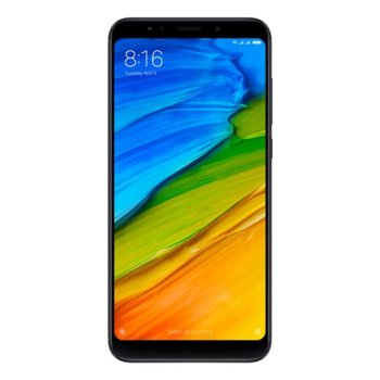 Xiaomi Redmi 5(черен), поддържа 2 sim карти, 5.7" (14.48 cm) HD+ IPS LCD дисплей, осемядрен Snapdragon 450 2GHz, 2GB RAM, 16GB Flash памет(+microSD слот), 12 & 5.0 Mpix camera, Android, 157g | JAR Computers Xiaomi Redmi 5 Black MZB5969EU