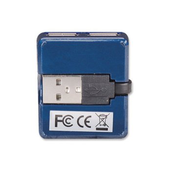 USB Хъб Manhattan 160605, 4 порта, от USB Type-A към 4x USB 2.0 Type-A, 480 Mbps, син | JAR Computers Manhattan 160605