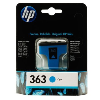 Касета HEWLETT PACKARD PS3110/3210/3310/D6160/D7160/D7260/D7360/D7460/PSC5180/C6180/C6270/C6280/C6285/C7180/C7280/C8180/PS8250 - Cyan /363/ - P№ C8771EE - заб.: 4ml | JAR Computers Касета HEWLETT PACKARD PS8250/PS3210 AiO/3310 AiO