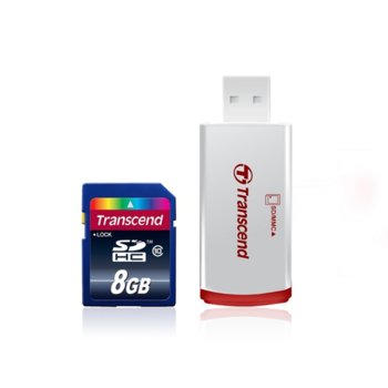 Transcend 8GB SDHC TS8GSDHC10-P2 with card reader