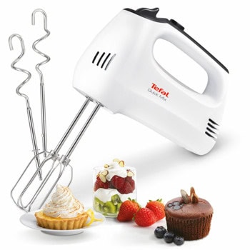 Миксер Tefal HT310138, 300 W, 5 степени на работа, с турбо, бъркалки за тесто, бял | JAR Computers Tefal HT310138