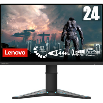 Монитор Lenovo G24-20 (66CFGAC1EU), 23.8" (60.45 cm) IPS панел, 144Hz (165Hz OC), Full HD, 0.5 ms (MPRT), 350cd/m2, DisplayPort, HDMI | JAR Computers Lenovo G24-20 66CFGAC1EU