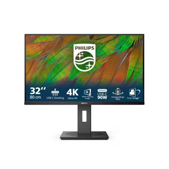 Монитор Philips 32B1U3900/00, 31.5" (80.01cm) VA панел, 4K/UHD, 4ms, 50 000 000:1, 350cd/m2, DisplayPort, HDMI, USB, USB-C | JAR Computers Philips 32B1U3900/00