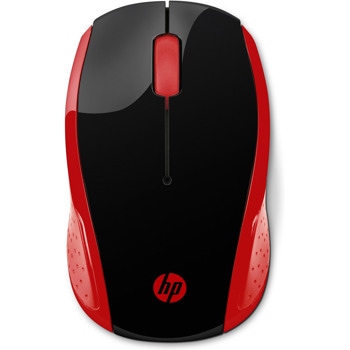 Мишка HP 200, оптична (1000 dpi), безжична, USB, черна/червена image