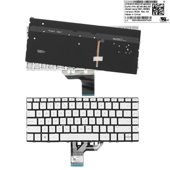 Клавиатура за лаптоп HP, съвместима със серия Spectre X360 13-W, сребриста, без рамка, малък Enter, с подсветка | JAR Computers KBD for HP Spectre X360 13-W