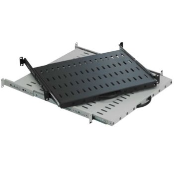 Sliding-рафт MIRSAN MR.HRK80.01 за сървърен шкаф - 482 x 525 x 45 мм, D=800 мм, вентилиран, 4-точков монтаж, 30 кг товар, черен | JAR Computers MIRSAN MR.HRK80.01