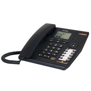 Стационарен телефон Alcatel Temporis 880, течнокристален двуредов дисплей, адресна памет за 170 номера, черен image