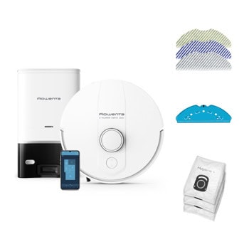 Прахосмукачка Rowenta X-Plorer Serie 140+ RR9197WH, робот, 290ml капацитет на контейнера/280ml на резервоара, до 120 минути време на работа, LDS лазерна навигация, 4 нива на мощност, Aqua Power система, бяла | JAR Computers Rowenta X-Plorer Serie 140+ RR9197WH