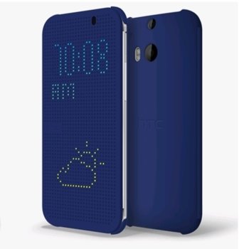 Калъф за HTC One 2 M8, HC M100, отваряем, HTC, кожен, тъмносин | JAR Computers HTC Case Dot Flip HC M100 HTC One 2 M8 dark blue
