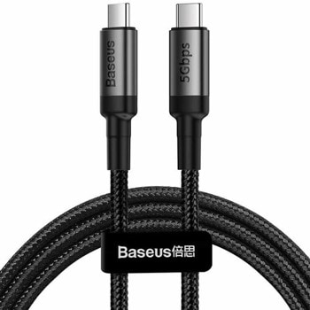 Кабел Baseus Cafule USB-C to USB-C Cable (CATKLF-RG1), от USB C(м) към USB C(м), 1m, черен image