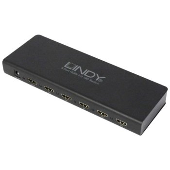 Видео превключвател Lindy LNY-38244, от 5x HDMI(ж) към 1x HDMI(ж)/1x RS-232(ж)/1x IR(3.5mm), 3840x2160@60Hz, 3D поддръжка, черен | JAR Computers LINDY LNY-38244
