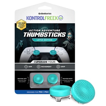 Сменяеми бутончета Thumb Grips KontrolFreek Action Adventure Lotus Edition (7102-PS5), за PS4/PS5, за Dual Shock/DualSense, сини | JAR Computers KontrolFreek Action Adventure Lotus Ed 7102-PS5