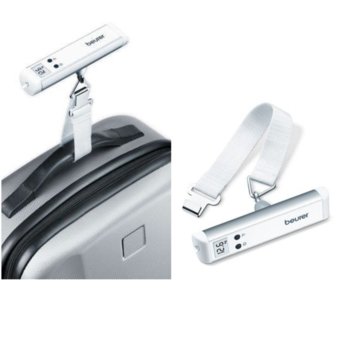 Електронна везна за багаж Beurer LS 10, капацитет 50 кг., фенерче, автоматично включване/изключване, индикатор за за претоварване, бял | JAR Computers Beurer LS 10