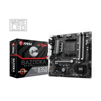 Дънна платка MSI B350M BAZOOKA, B350, AM4, DDR4, PCI-E, 4 x SATA 6Gb/s, 1 x M.2 slots, 6 x USB 3.1, M-ATX | JAR Computers MSI B350M BAZOOKA
