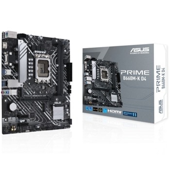 Дънна платка Asus Prime B660M-K D4, B660, LGA 1700, DDR4, PCI-E 4.0, (HDMI&VGA), 4x SATA 6Gb/s, 2x M.2, 4x USB 3.2 Gen 1, Micro ATX | JAR Computers Asus Prime B660M-K D4 90MB1950-M0EAY0