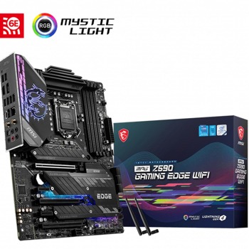 Дънна платка MSI MPG Z590 GAMING EDGE WIFI, Z590, LGA1200, DDR4, PCI-E 4.0 (DP/HDMI)(CF), 6x SATA 6Gb/s, 3x M.2, 1x USB 3.2 Gen 2x2 Type-C, Wi-Fi, Bluetooth, ATX | JAR Computers MSI MPG Z590 GAMING EDGE WIFI