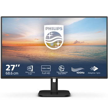Монитор Philips 27E1N1100A/00, 27" (68.58cm) IPS панел, 100Hz, Full HD, 4ms, Mega Infinity DCR, 250cd/m2, HDMI, VGA | JAR Computers Philips 27E1N1100A/00