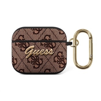 Предпазители Guess Airpods 3 4G Script PU Hard Case, за Apple AirPods 3, кожен, с карабинер, кафяв | JAR Computers Guess Airpods 3 4G Script PU Hard Case GUA34GSMW