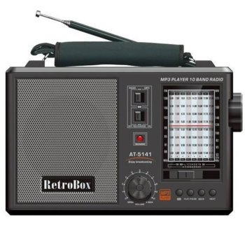 Радио DIVA RETROBOX BT, FM/SW/MW, MP3 плеър, възпроизвеждане на музикални файлове от MicroSD карта или USB, bluetooth, работи и на батерии, черно | JAR Computers DIVA RETROBOX BT