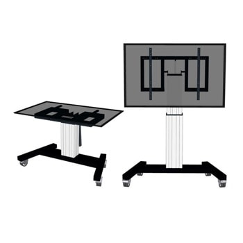 Стойка за телевизор NewStar Motorised Mobile Floor Stand (PLASMA-M2500TSILVER), за под, за екрани от 42" до 100", VESA 800x600, регулируема, сребриста | JAR Computers NewStar Motorised PLASMA-M2500TSILVER