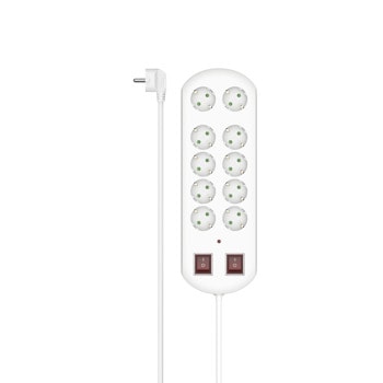 Разклонител Hama 223163, 10 гнезда, 2m кабел, бял | JAR Computers HAMA-223163