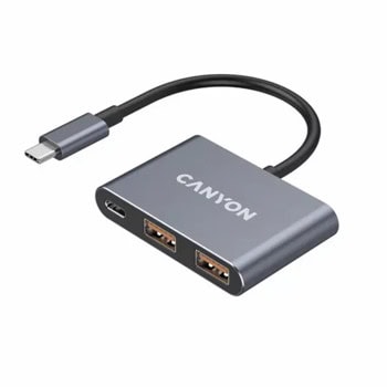USB хъб Canyon DS-3, 3 порта, от USB Type-C към 2x USB 3.2 Gen 2 Type-A, 1x USB 3.2 Gen 2 Type-C, сив | JAR Computers Canyon DS-3 Dark Grey CNS-TDS3