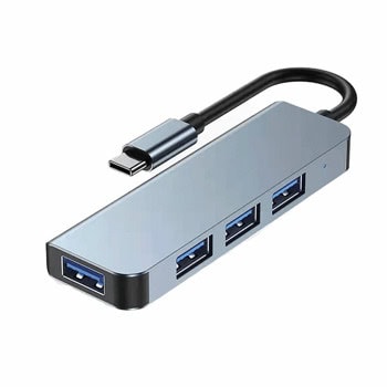 USB Хъб DeTech, 4 порта, от USB Type-C към 1x USB 3.0 Type-A, 3x USB 2.0 Type-A, сив | JAR Computers DeTech 3х USB 2.0, 1x USB 3.0 Grey 17849
