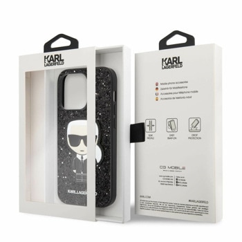 Glitter Flakes Ikonik за iPhone 14 Pro черен