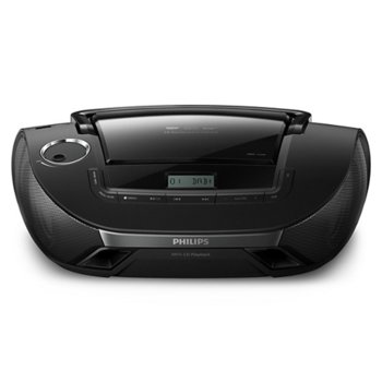 CD радиокасетофон Philips AZB1839, 2.0, 2W RMS, LCD дисплей, USB, 3.5mm жак, черен | JAR Computers Philips AZB1839